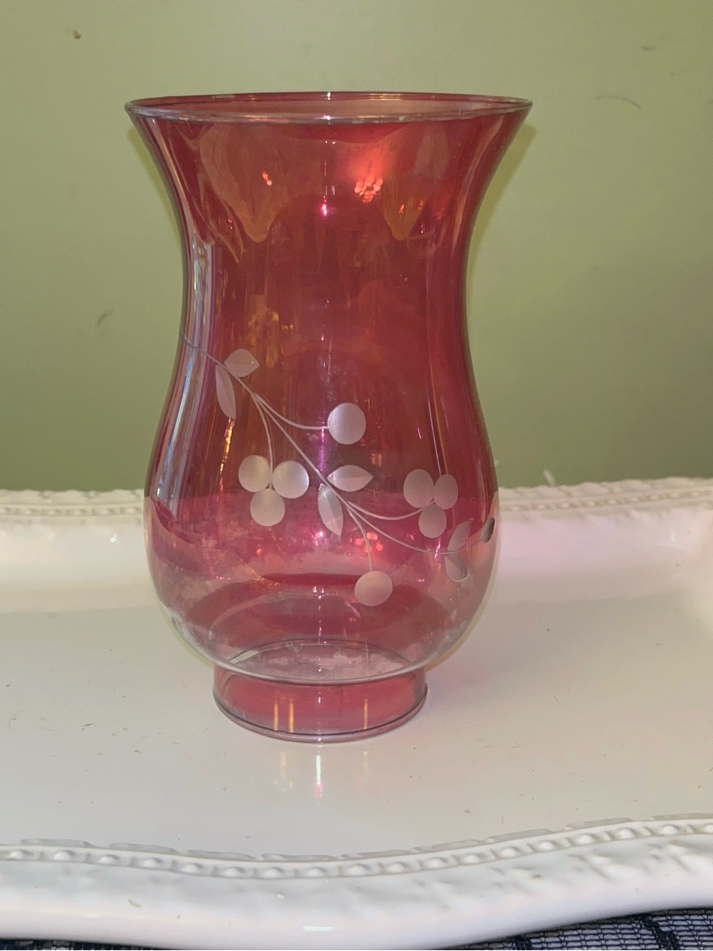 Cranberry-Pink Translucent Glass Hurricane/Chimney Lamp Shade